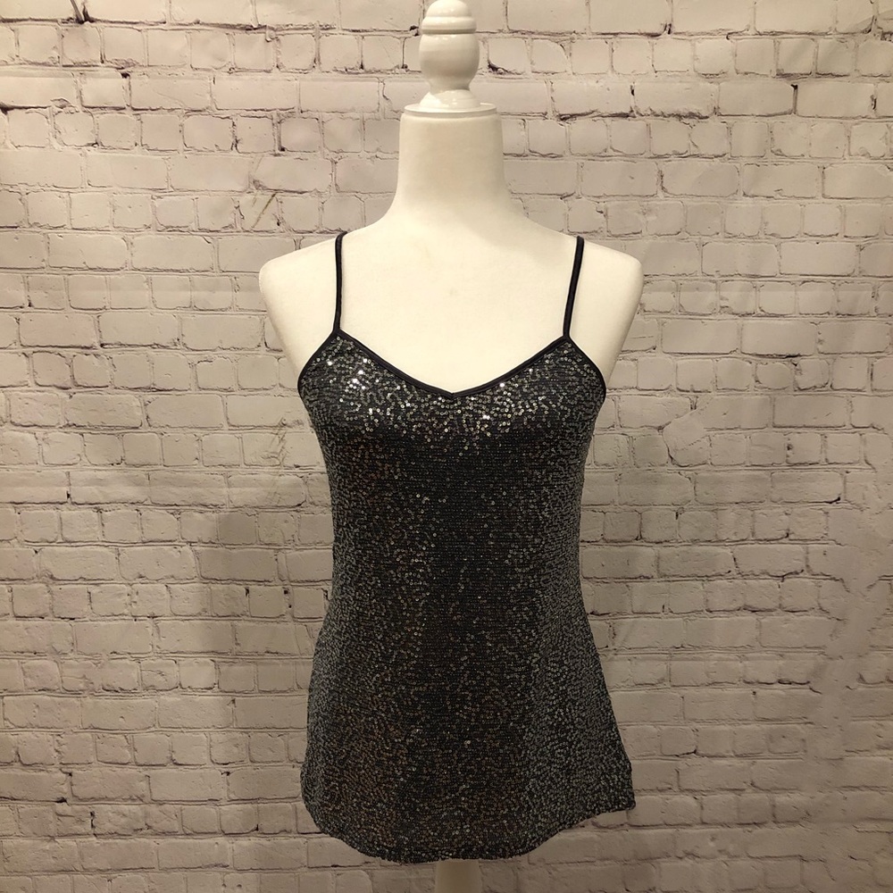Express Gray Sequin Cami Tank Top